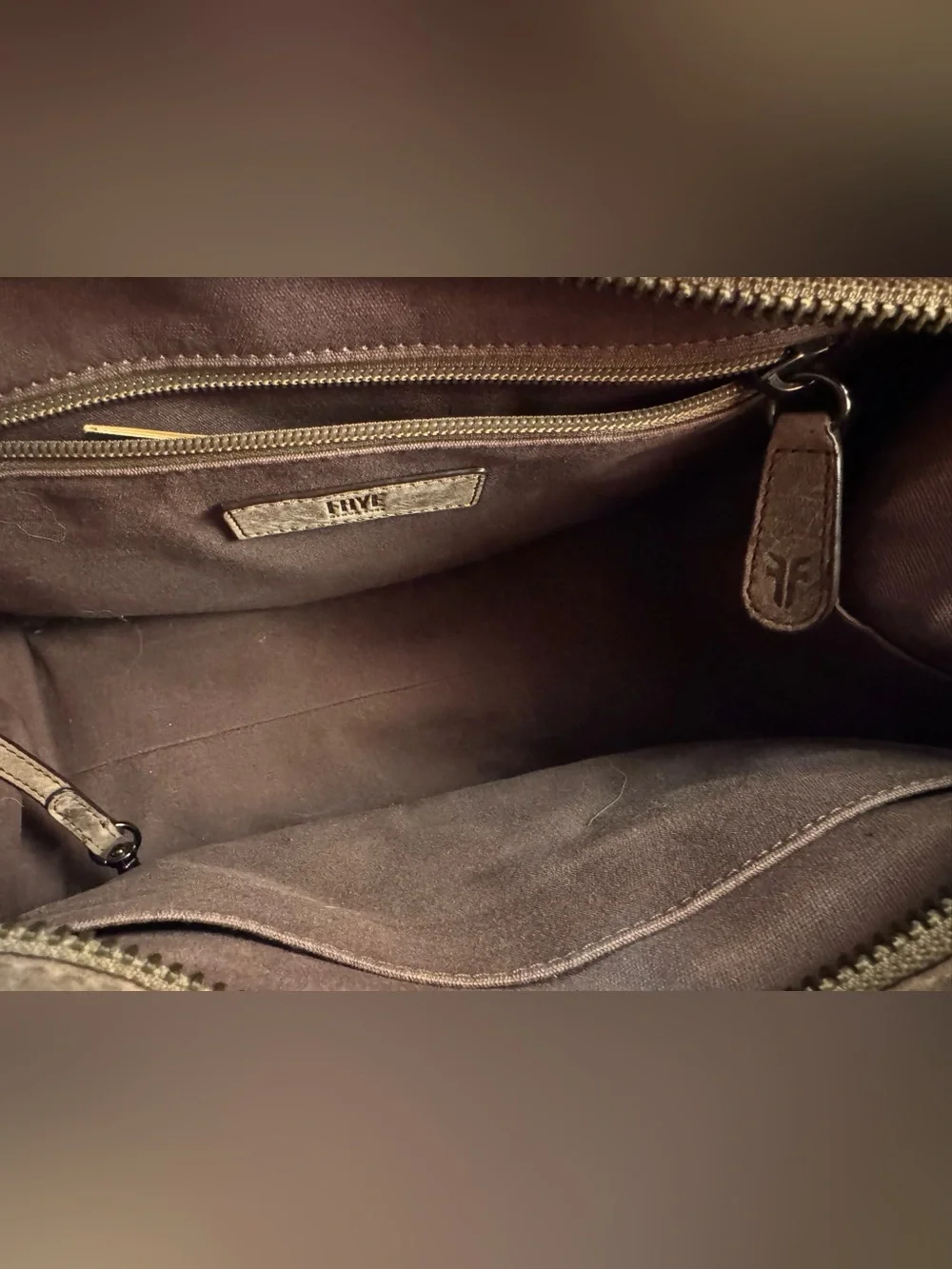 Frye Demi Leather Satchel Crossbody Bag Boho Taupe Gray Like New with Care Tags